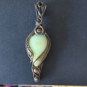 Chrysoprase Wire Wrapped Pendant